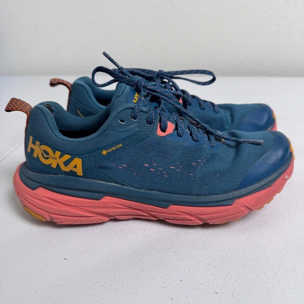 HOKA Challenger ATR 6 GTX  Blue/Orange Women's Trail Running Shoes Size 8.5